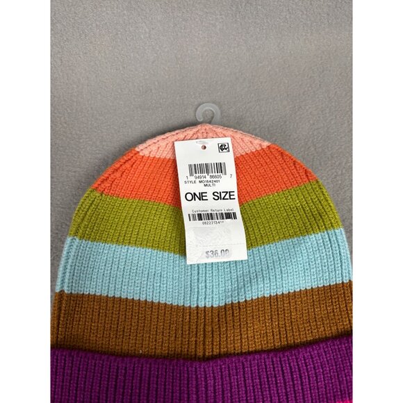On 34th Women's Colorful Striped Ribbed Knit Cuffed Beanie Multicolor OS NWT's - Picture 2 of 6